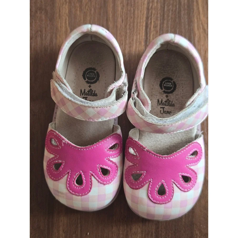 Livie & Luca Matilda Jane Pink Gingham Scalloped Mary Jane Shoes Girls Size 9